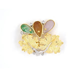Multi-Color Jadeite & Diamond Maple Leaf Pin