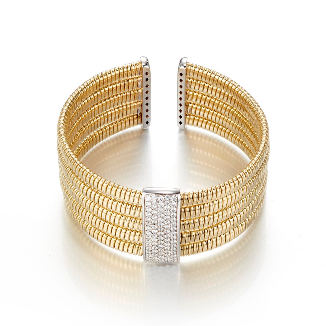 Five-Row Gold & Diamond Bracelet