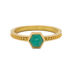 Barbara Heinrich Hexagon Emerald Granulated Band