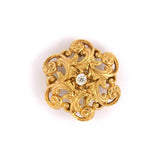 Art Nouveau Gold & Diamond Scroll Pin-Pendant