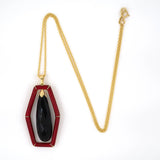 Red Enamel & Onyx Pendant Necklace