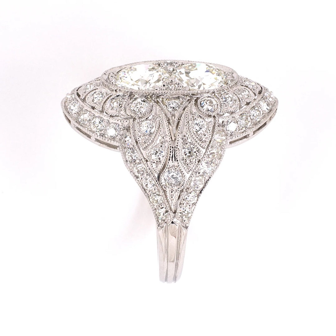 Edwardian Diamond 2-Stone Dinner Ring