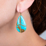 Draped Turquoise & Champagne Diamond Lagoon Earrings