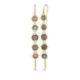 Labradorite Long Textile Earrings