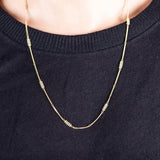 Silver Diamond Textile Station Necklace