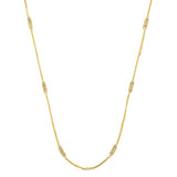 Silver Diamond Textile Station Necklace