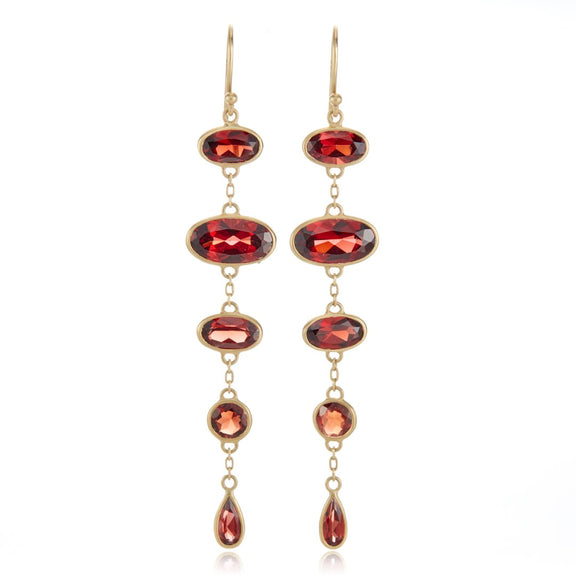 Kothari Garnet Ellipse Drop Earrings