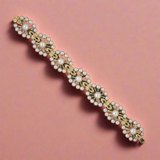 Mikimoto Pearl Floral Cluster Link Bracelet