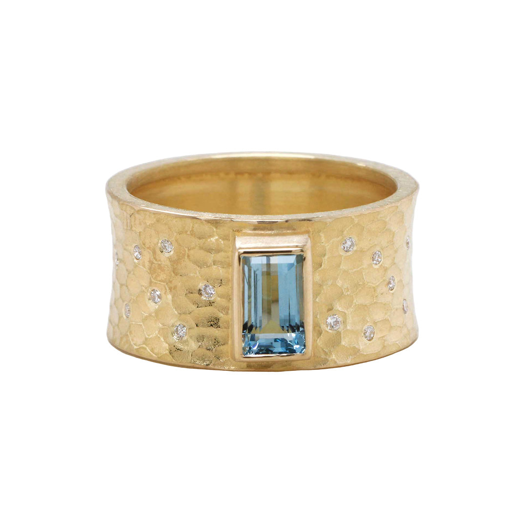 Barbara Heinrich Aquamarine & Diamond Wide Glacier Ring