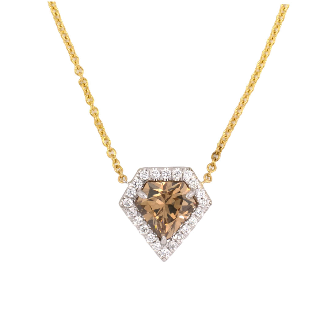 Estate Yellow-Brown Diamond Pendant Necklace