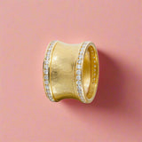 Hammered Gold & Diamond Wide Band Ring