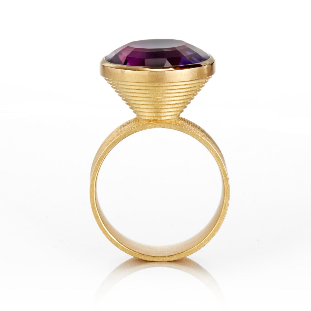 Amethyst Fluted Band Ring