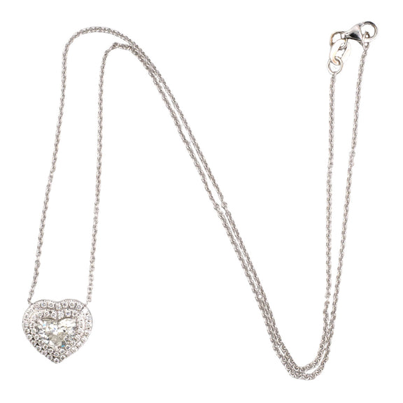 Estate Diamond Heart-Shaped Cluster Pendant Necklace