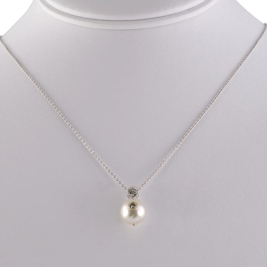 10.7mm Pearl & Diamond Pendant Necklace