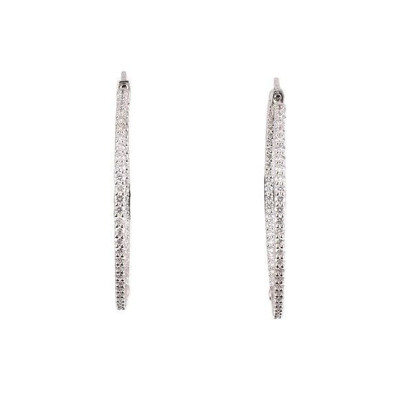 Estate Diamond White Gold Hoop Earrings