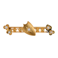 Estate Victorian Gold Shield & Pearl Bar Pin