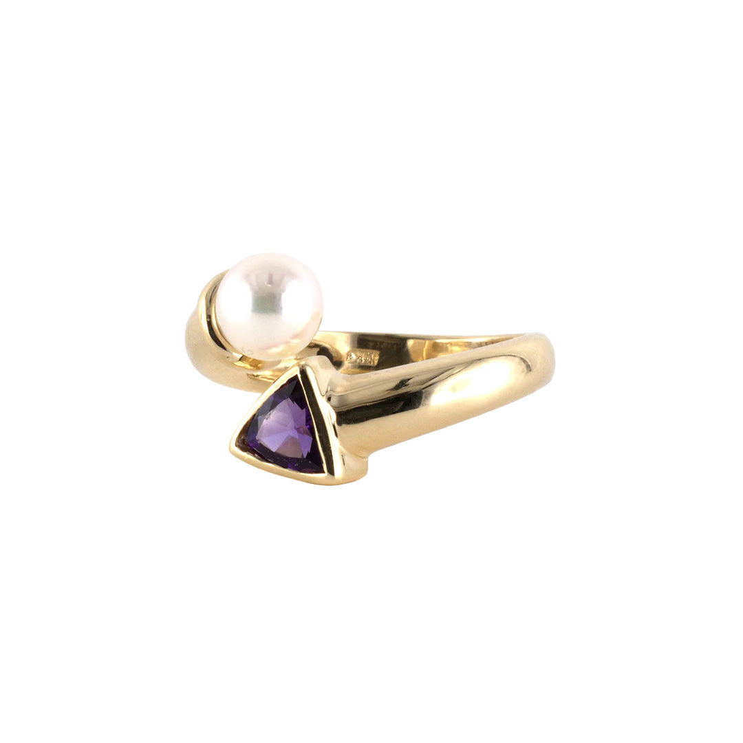 Estate Amethyst & Pearl Bypass Ring