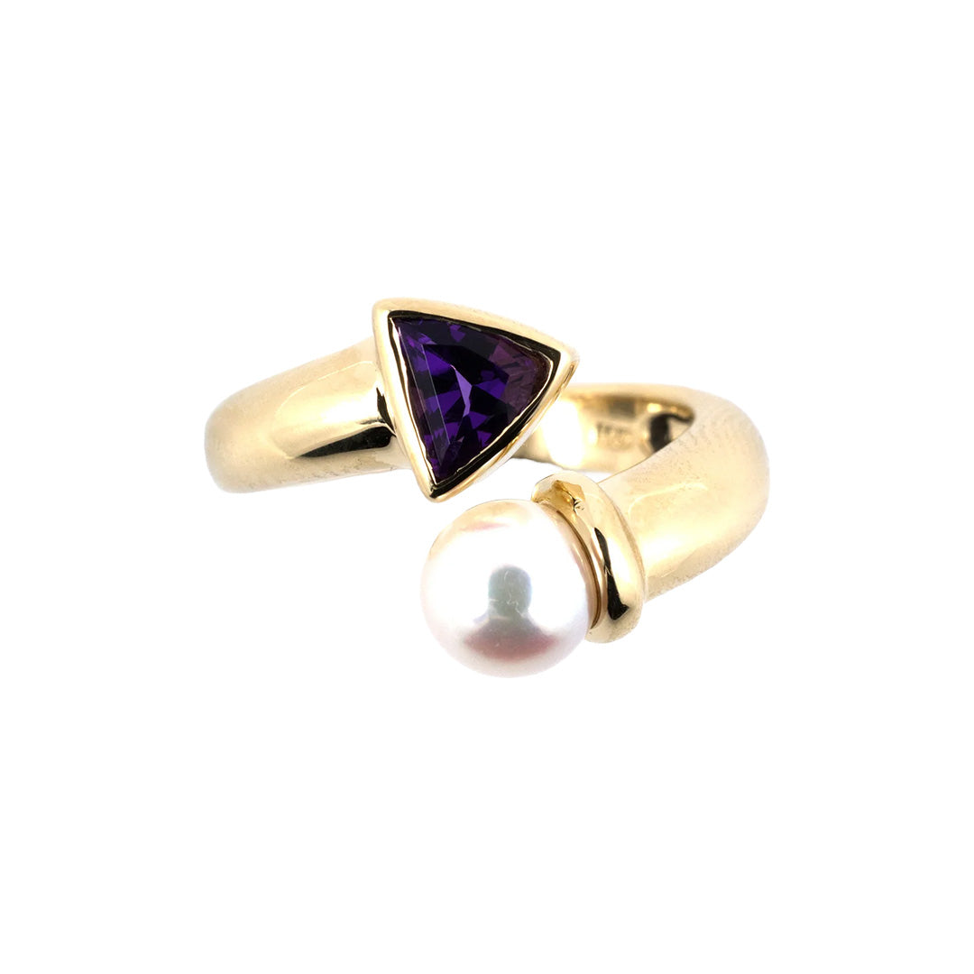 Amethyst & Pearl Bypass Ring