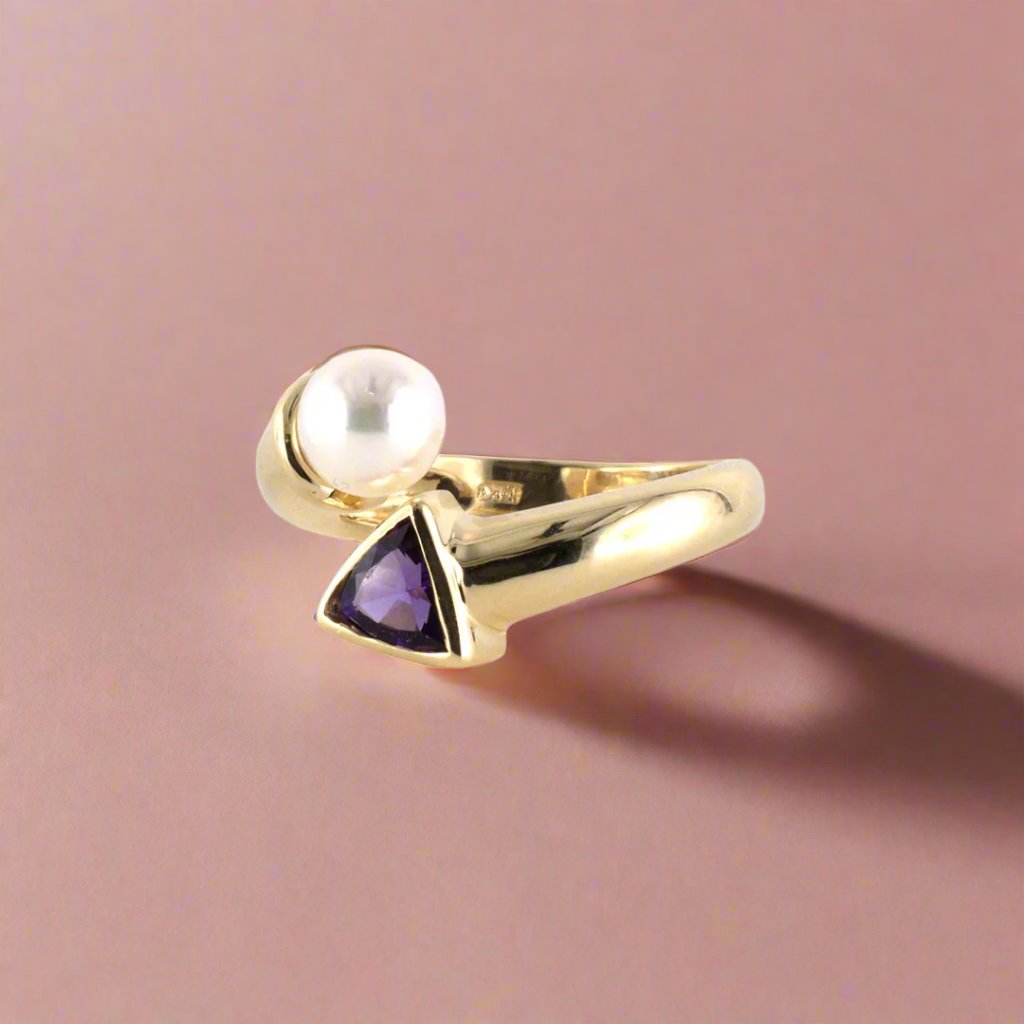 Amethyst & Pearl Bypass Ring