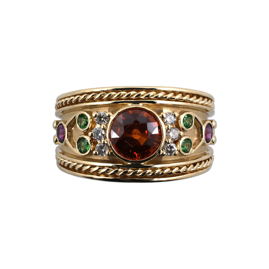 Spessartite, Tsavorite & Rhodolite Garnet Ring