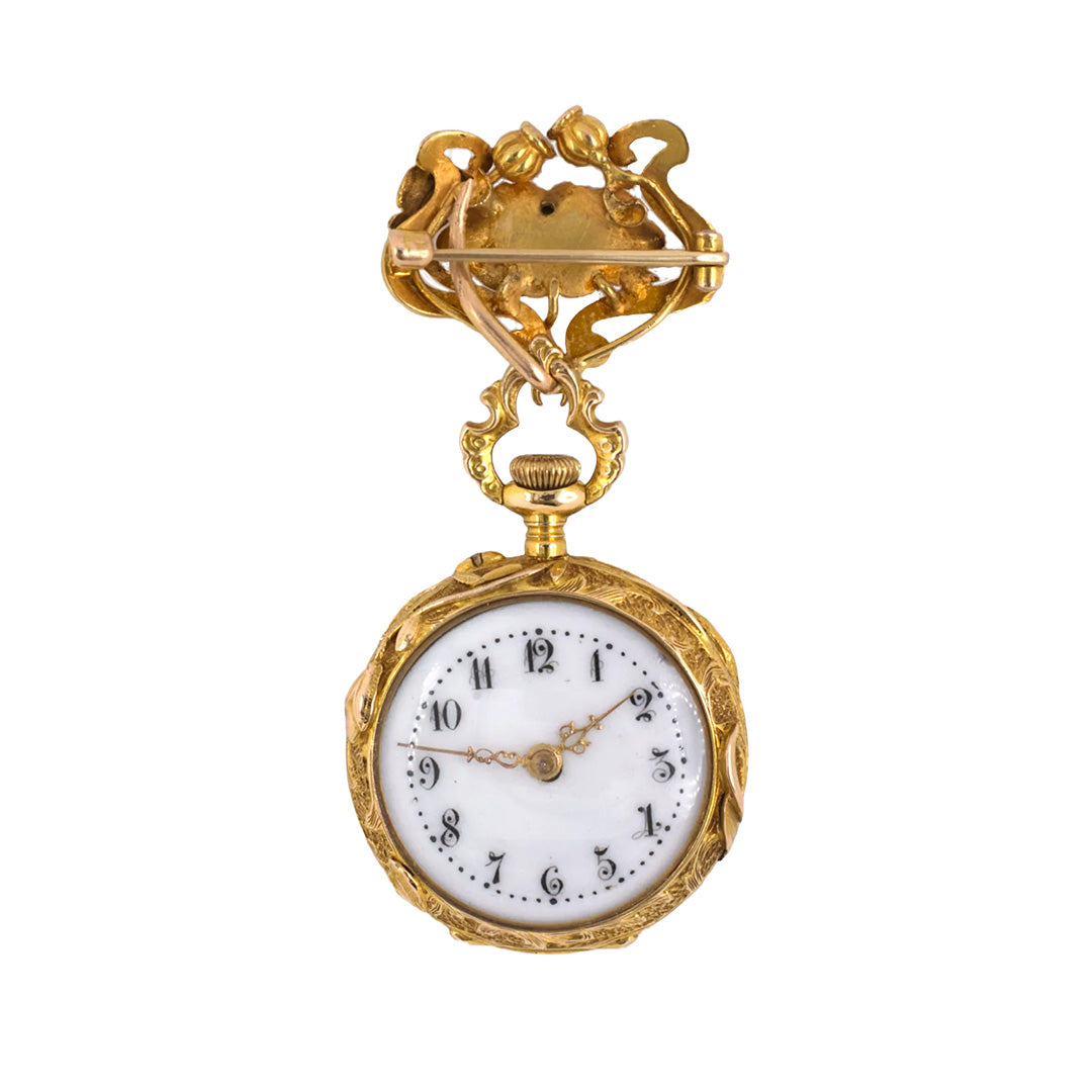 Art Nouveau Floral Chatelaine Pendant Watch