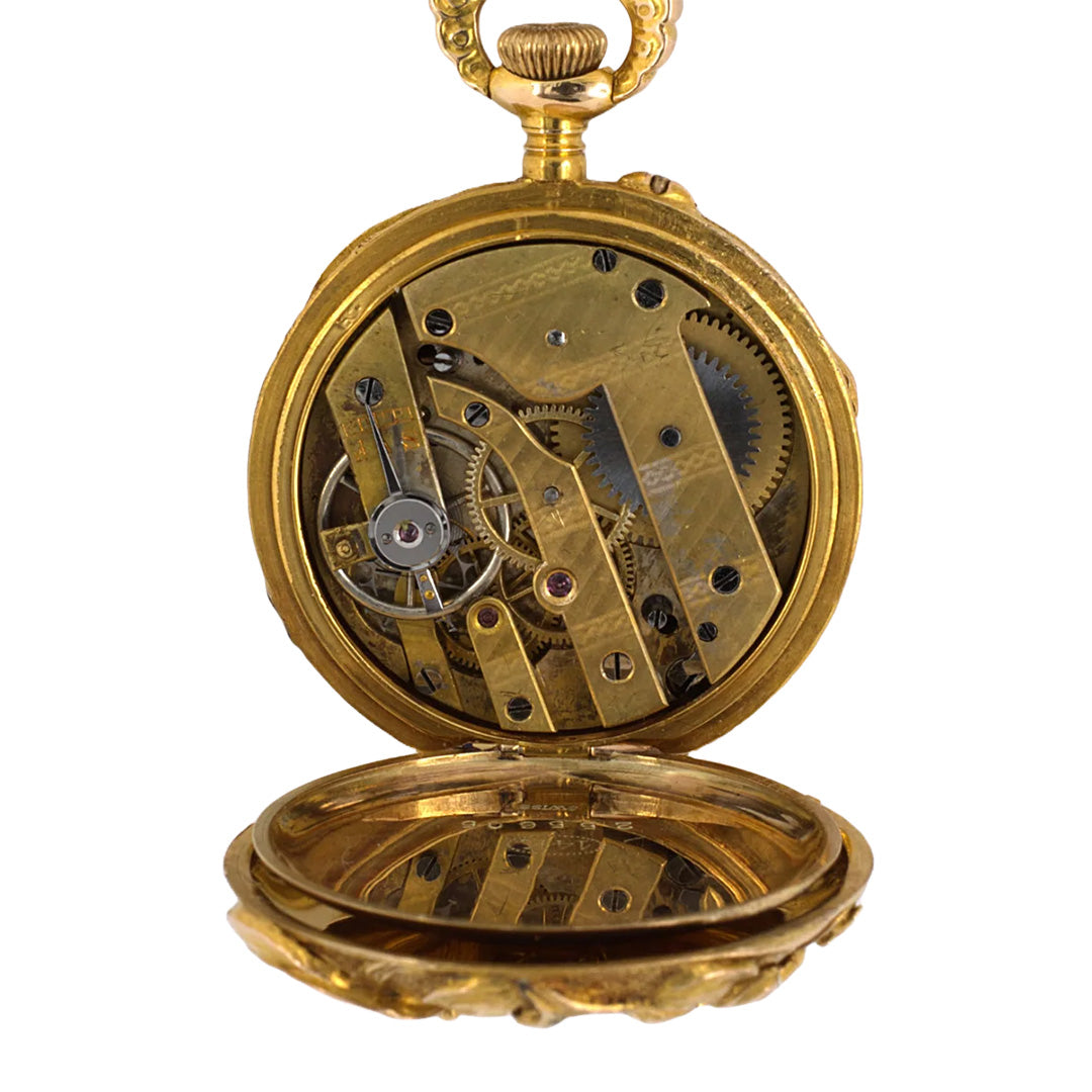 Art Nouveau Floral Chatelaine Pendant Watch