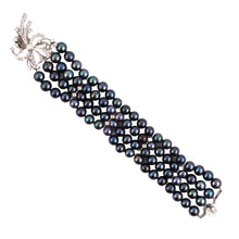 Estate Black Tahitian Pearl & Diamond Spray Bracelet