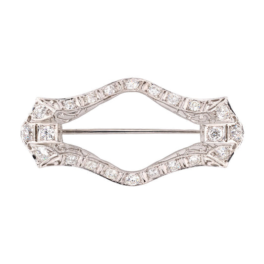 Estate Art Deco Diamond & Platinum Filigree Scarf Pin