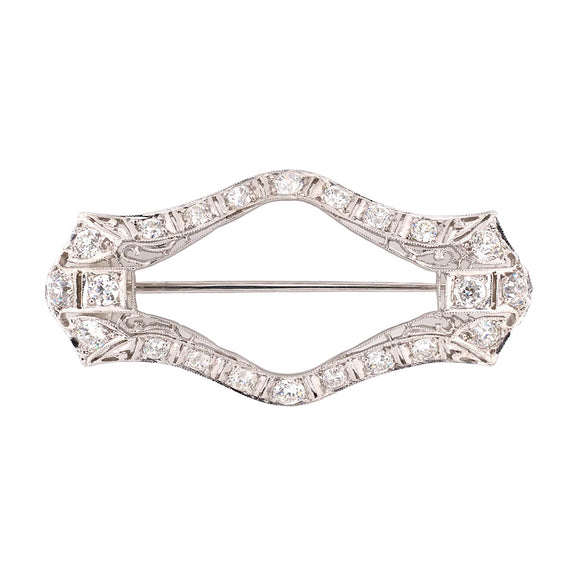 Estate Art Deco Diamond & Platinum Filigree Scarf Pin