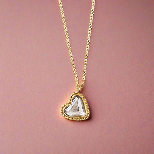 Bezel-Set Diamond Heart Pendant Necklace