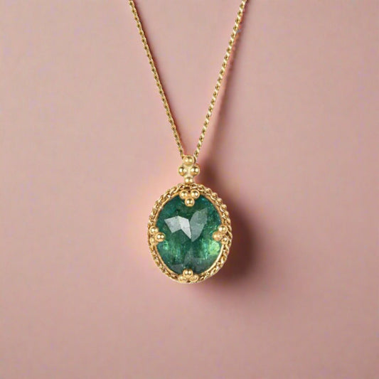 Forest Green Tourmaline Pendant Necklace