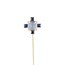 Estate Art Deco Moonstone & Sapphire Cluster Stick Pin