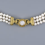 Judith Ripka Garnet Intaglio 3-Strand Pearl Necklace