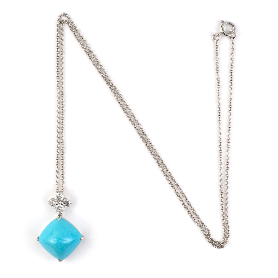 Sugarloaf Turquoise & Diamond Pendant Necklace