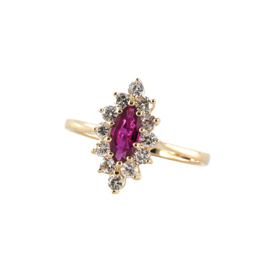 Estate Ruby & Diamond Tapered Cluster Cocktail Ring