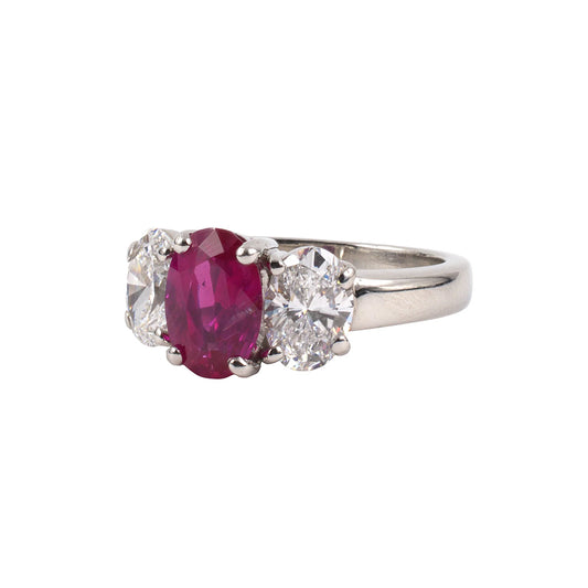 Estate Ruby & Diamond 3-Stone Ring