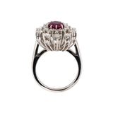 F & F Felger Burma Ruby & Diamond Tiered Cluster Ring