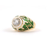 Estate Cerro Diamond & Enamel Dome Ring