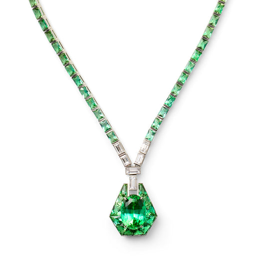 Cicada Tourmaline & Diamond Necklace