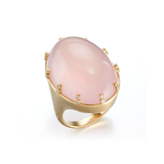 Kothari Rose Quartz & Diamond Ring