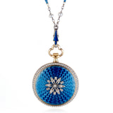 Art Nouveau Diamond & Enamel Watch Pendant Necklace