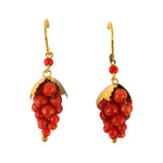 Estate Coral Bunch of Grapes Earrings
