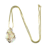 Estate Opal Floral Leaf Swirl Pendant Necklace