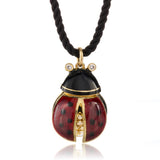 Diamond & Enamel Ladybug Pendant Necklace