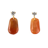 Red Jadeite Briolette & Diamond Drop Earrings