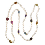 Estate Baroque Pearl & Multi-Color Gemstone Necklace
