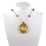 Victorian Citrine, Pearl & Smokey Quartz Pendant Necklace