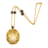 Victorian Citrine, Pearl & Smokey Quartz Pendant Necklace
