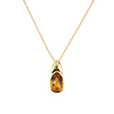 Estate Citrine 20th Century Cut Pear-Shape Pendant Necklace