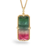 Watermelon Tourmaline & Diamond Pendant Necklace